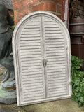 LARGE METAL SHUTTER STYLE MIRROR GARDEN / INDOOR WALL DECOR ORNAMENT