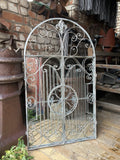 LARGE METAL HANGING GATE MIRROR GARDEN / INDOOR WALL DECOR ORNAMENT