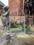 LARGE METAL HANGING GATE MIRROR GARDEN / INDOOR WALL DECOR ORNAMENT