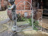 LARGE METAL HANGING GATE MIRROR GARDEN / INDOOR WALL DECOR ORNAMENT