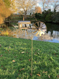 METAL GARDEN RUSTY TRACTOR WIND SPINNER STAKE ORNAMENT