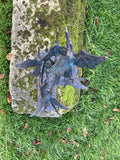 METAL CAST ALUMINIUM FLYING SWANS STATUE GARDEN ORNAMENT