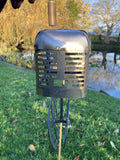METAL GARDEN RUSTY TRACTOR WIND SPINNER STAKE ORNAMENT