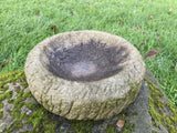 AGED RECONSTITUTED STONE GARDEN ROCKERY DISH / BIRD BATH TOP STATUE ORNAMENT