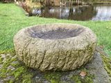 AGED RECONSTITUTED STONE GARDEN ROCKERY DISH / BIRD BATH TOP STATUE ORNAMENT