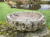 AGED RECONSTITUTED STONE GARDEN IVY BIRD BATH TOP DISH ORNAMENT