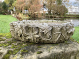 AGED RECONSTITUTED STONE GARDEN IVY BIRD BATH TOP DISH ORNAMENT