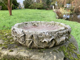 AGED RECONSTITUTED STONE GARDEN IVY BIRD BATH TOP DISH ORNAMENT