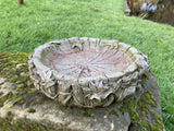 AGED RECONSTITUTED STONE GARDEN IVY BIRD BATH TOP DISH ORNAMENT