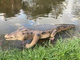 COLOURED METAL ALLIGATOR / CROCODILE POND STATUE GARDEN ORNAMENT