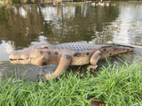 COLOURED METAL ALLIGATOR / CROCODILE POND STATUE GARDEN ORNAMENT
