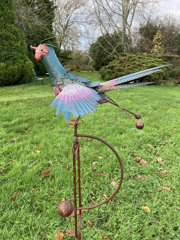 METAL ROCKING PHEASANT STAKE GARDEN DECORATION