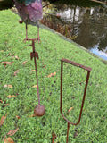 COLOURED METAL ROCKING FUNKY PHEASANT STAKE GARDEN DECORATION