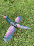 COLOURED METAL ROCKING FUNKY PHEASANT STAKE GARDEN DECORATION