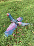 COLOURED METAL ROCKING FUNKY PHEASANT STAKE GARDEN DECORATION