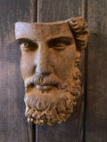 HANGING METAL RUSTY CAST IRON ZEUS FACE MODERN ART STATUE GARDEN ORNAMENT