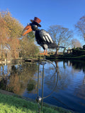 METAL ROCKING TOP HAT CROW BIRD STAKE GARDEN ORNAMENT