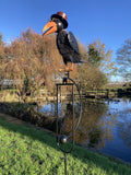 METAL ROCKING TOP HAT CROW BIRD STAKE GARDEN ORNAMENT