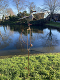 METAL ROCKING DUCK STAKE GARDEN DECORATION