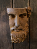 HANGING METAL RUSTY CAST IRON ZEUS FACE MODERN ART STATUE GARDEN ORNAMENT
