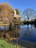 METAL ROCKING DUCK STAKE GARDEN DECORATION