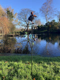 METAL ROCKING TOP HAT CROW BIRD STAKE GARDEN DECORATION