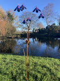 METAL PURPLE FLOWER SPRAY STAKE GARDEN ORNAMENT