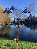 METAL PURPLE FLOWER SPRAY STAKE GARDEN ORNAMENT