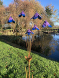 METAL PURPLE FLOWER SPRAY STAKE GARDEN ORNAMENT