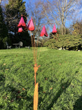 METAL PINK / RED FLOWER SPRAY STAKE GARDEN ORNAMENT