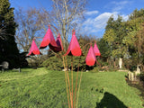 METAL PINK / RED FLOWER SPRAY STAKE GARDEN ORNAMENT