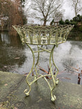 GREEN METAL JARDINIERE PLANT STAND PLANTER GARDEN / INDOOR ORNAMENT