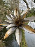 TALL RUSTY METAL LARGE LILY FLOWER STAKE GARDEN STEEL SUPPORT