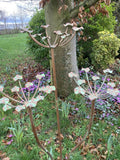 SET OF 3 COPPER EFFECT METAL FLOWER HEAD STAKES GARDEN SUPPORTS
