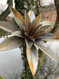 TALL RUSTY METAL LARGE LILY FLOWER STAKE GARDEN STEEL SUPPORT