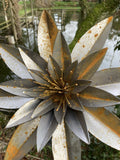 TALL RUSTY METAL LARGE LILY FLOWER STAKE GARDEN STEEL SUPPORT
