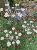 SET OF 3 COPPER EFFECT METAL FLOWER HEAD STAKES GARDEN SUPPORTS