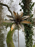 TALL RUSTY METAL LARGE LILY FLOWER STAKE GARDEN STEEL SUPPORT
