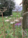SET OF 3 COPPER EFFECT METAL FLOWER HEAD STAKES GARDEN SUPPORTS