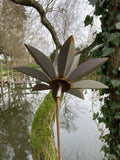 TALL RUSTY METAL LARGE LILY FLOWER STAKE GARDEN STEEL SUPPORT