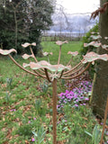 SET OF 3 COPPER EFFECT METAL FLOWER HEAD STAKES GARDEN SUPPORTS
