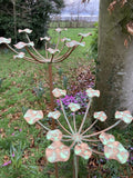 SET OF 3 COPPER EFFECT METAL FLOWER HEAD STAKES GARDEN SUPPORTS