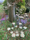 SET OF 3 COPPER EFFECT METAL FLOWER HEAD STAKES GARDEN SUPPORTS