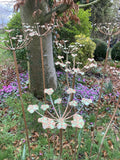 SET OF 3 COPPER EFFECT METAL FLOWER HEAD STAKES GARDEN SUPPORTS