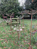 SET OF 3 COPPER EFFECT METAL FLOWER HEAD STAKES GARDEN SUPPORTS