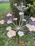 SET OF 3 COPPER EFFECT METAL FLOWER HEAD STAKES GARDEN SUPPORTS