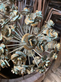 GOLD EFFECT METAL ALIUM FLOWER BALL HEAD STAKE GARDEN SUPPORT ORNAMENT