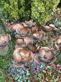 SET OF 3 COPPER EFFECT METAL FLOWER SPRAY STAKES GARDEN SUPPORTS