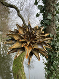 TALL RUSTY METAL LARGE DAHLIA FLOWER STAKE GARDEN STEEL SUPPORT
