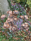 SET OF 3 COPPER EFFECT METAL FLOWER SPRAY STAKES GARDEN SUPPORTS